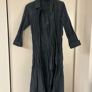 COS stylish wrinkled trench coat in grey blue